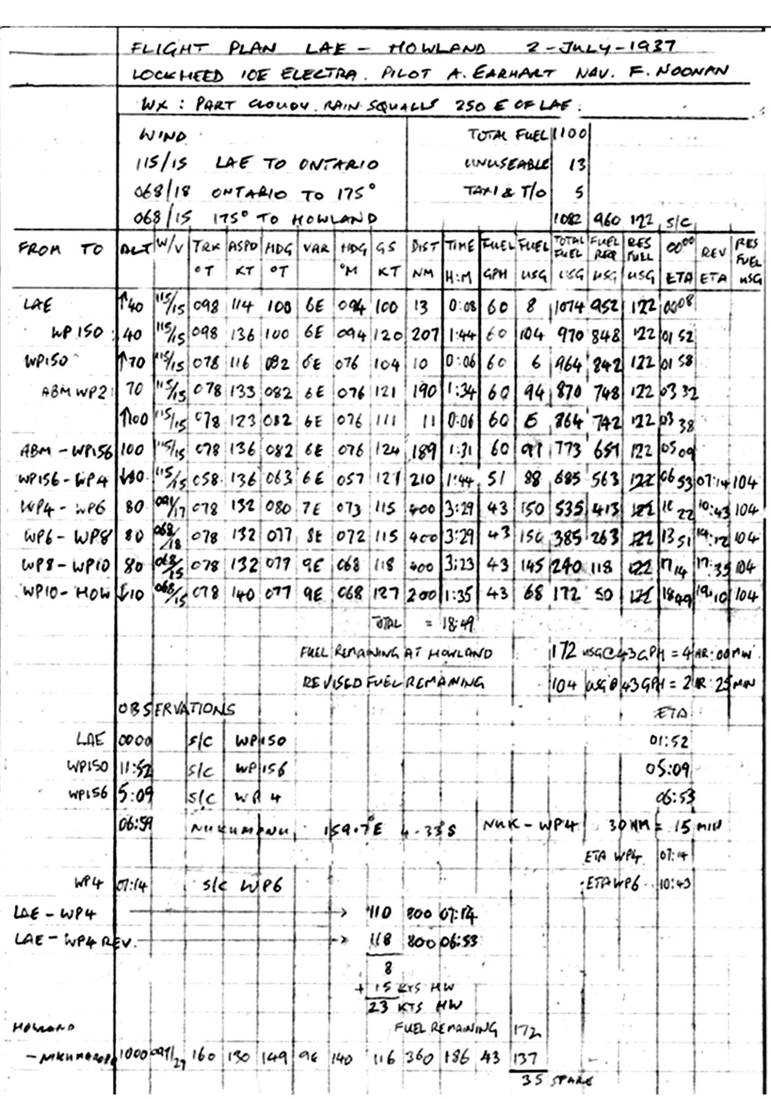 Amelia's Flight Plan