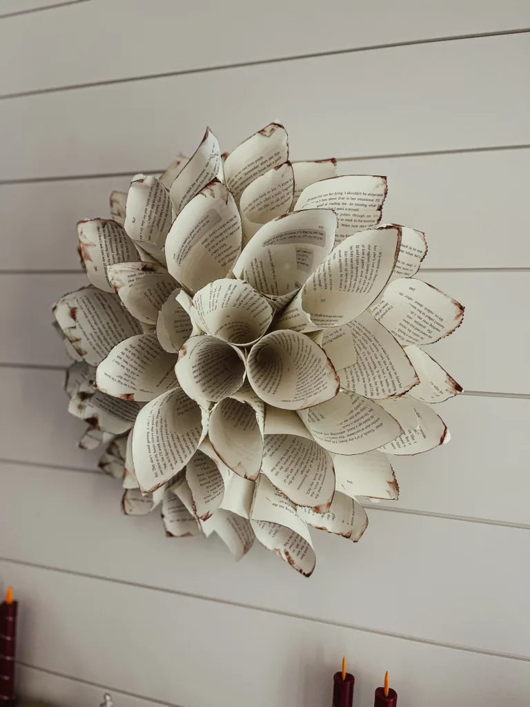 Finished book wreath